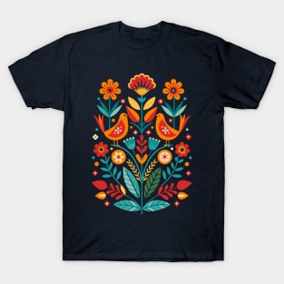 Romanian Folklore Floral Design T-Shirt